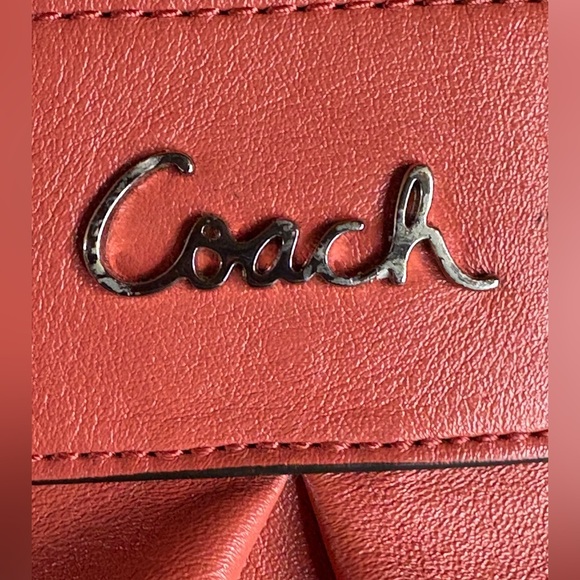 COACH women’s Coral salmon genuine leather crossbody purse NWOT silver hardware - Picture 13 of 13